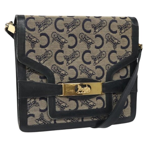 CELINE C Sulky Shoulder Bag Canvas Navy Auth - Picture 1 of 15